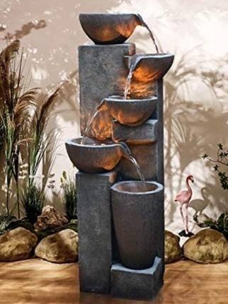 lot 40005 image: D&F Gardenfans Water Fountain Outdoor Indoor Polyresin Decor for Garden Yard Court