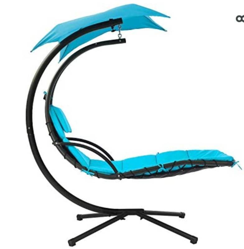 lot 10021 image: Patio Chair Hanging Chaise Lounger Chair Floating Chaise Canopy Swing Lounge Chair Hammock Arc Stand Air Porch Stand for Outdoor Indoor