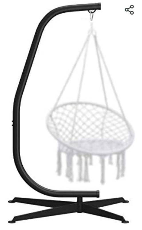 lot 20007 image: Hammock Chair C-Stand Hanging Swing Stand, Durable Metal C Shape Frame Hammock Chair Stand wHeavy Duty Solid Steel Construction & Crisscross X-Shape Base, Hanging Hammock Chairs for Indoor Outdoor