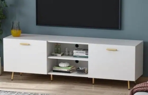 lot 10009 image: WHITE ENTERTAINMENT UNIT TV STAND KF200051-02