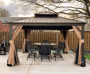 lot 5000 image: PURPLE LEAF 12 X 12 Outdoor Hardtop Gazebo Permanent Outside Heavy Duty Sun Shade Deck Canopy for Patio All Weather Aluminum Metal Roof Retail $1,799.99