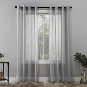lot 52 image: 108x59 Emily Sheer Voile Grommet Top Curtain Panel Silver - No. 918, Set Of 2