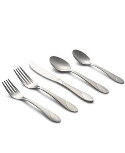 lot 3877 image: Swirl Sand 89-Piece Flatware Set, Service for 12, Stainless Steel