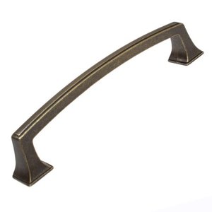 lot 3879 image: GlideRite 5 in. Center Classic Base Pull Cabinet Hardware Handle Antique Brass, Bag Full