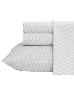 lot 3881 image: Overtone Rope 4 Piece Sheet Set, Queen Bedding, White