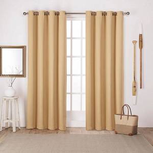 lot 3914 image: Set of 2 (84x52) Sateen Twill Weave Insulated Blackout Grommet Top Window Curtain Panels Yellow - Exclusive Home