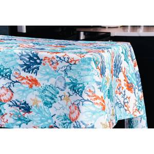 lot 10097 image: Coralee Ocean Coral Heavyweight Indoor Outdoor StainLiquid Resistant 100% Polyester Tablecloth 60x84