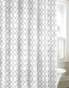 lot 10157 image: Tommy Bahama Shoretown Trellis Shower Curtain, Pelican Grey Bedding