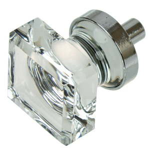 lot 10160 image: GlideRite 5-Pack 1 in. Polished Chrome Square Glass Cabinet Knobs - Polished Chrome