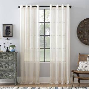 lot 10171 image: Set of 2 Archaeo Slub Textured Linen Blend Grommet Top Curtain