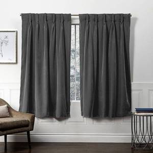 lot 10181 image: Exclusive Home Curtains Velvet Heavyweight Light Filtering Grommet Top Curtain Panel Pair 54x84 Soft Grey