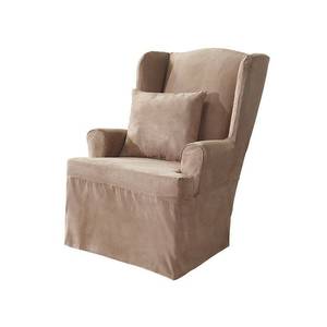 lot 10223 image: Sure Fit Soft Faux Suede Wing Chair Slipcover