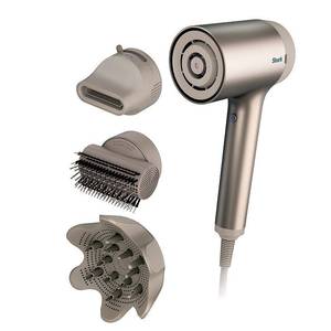 lot 2311 image: Shark HD120BRN Blow Dryer HyperAIR Fast-Drying with IQ 2-in-1 Concentrator, Styling Brush, and Curl-Defining Deep Diffuser Attachments- Retail $249.99