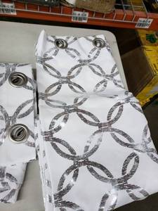lot 3767 image: White Embroidered Curtains