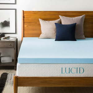 lot 10132 image: Lucid 3 Ultra Plush Ventilated Gel Memory Foam Mattress Topper