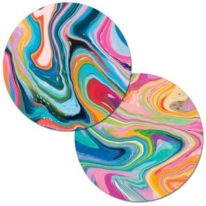 lot 77 image: CounterArt Hello Color Reversible Round Placemat Set of 4 Made in the USA