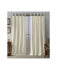 lot 10246 image: Exclusive Home Curtains Loha Linen Braided Tab Top Curtain Panel Pair, 54 x 84, White