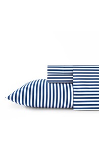 lot 10250 image: Marimekko Ajo 200 Thread Count Cotton Sheet Set in Blue at Nordstrom, Size Twin X-Long, Blue And White Stripe Design