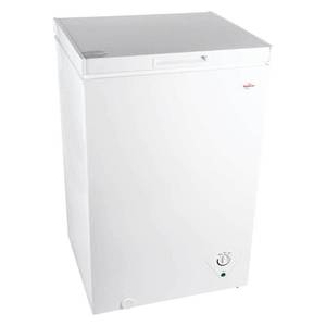 lot 10077 image: Koolatron Compact Chest Freezer, 3.5 cu ft (99L), White, Manual Defrost Deep Freeze, Storage Basket, Space-Saving Flat Back, Stay-Open Lid, Front-Access Defrost Drain, for Apartment, Condo, Cottage (B01MQTPGJ0) - Retail $274.99