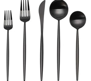 lot 3753 image: Velaze Gamma 20 Piece Jet Black Silverware Set