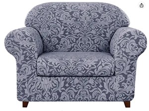 lot 3878 image: Subrtex 2 Piece Sofa Slipcovers For Chair, Dark Blue