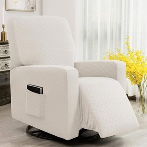lot 64 image: Enova Home Ultra Soft Rhombus Stretch Fabric Recliner Slipcover with Elastic Bottom Side Pocket -&nbsp
