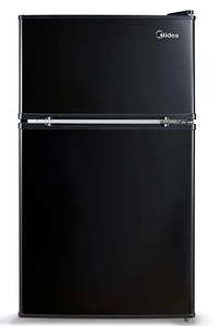 lot 3884 image: Midea Mini Fridge, Silver And Black, 18.5 W x 32.5 H x 20 - Retail $410.16
