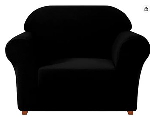 lot 10220 image: Subrtex 1pc Jacquard Chair Sofa Slipcover Black