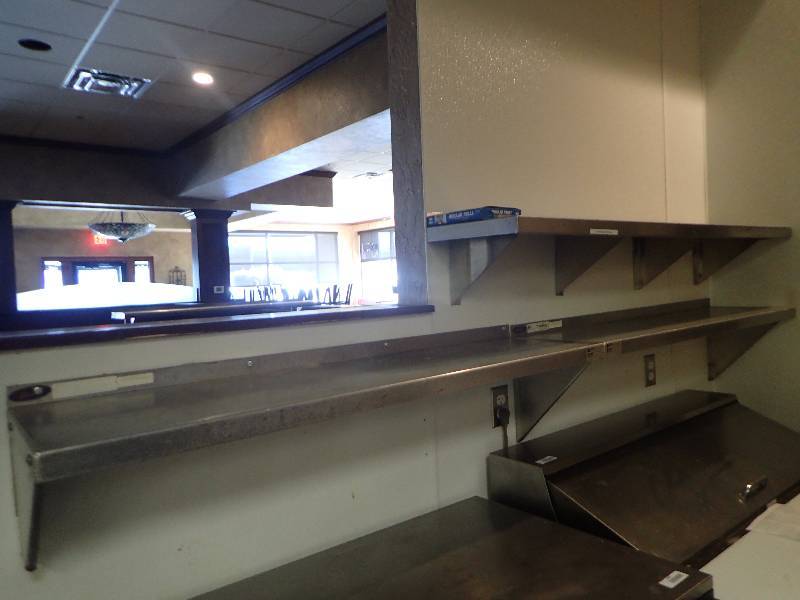 lot 2047 image: (2) 48 Stainless Wall Mounted Shelves W (1) 60 Stainless Wall Mounted Shelf