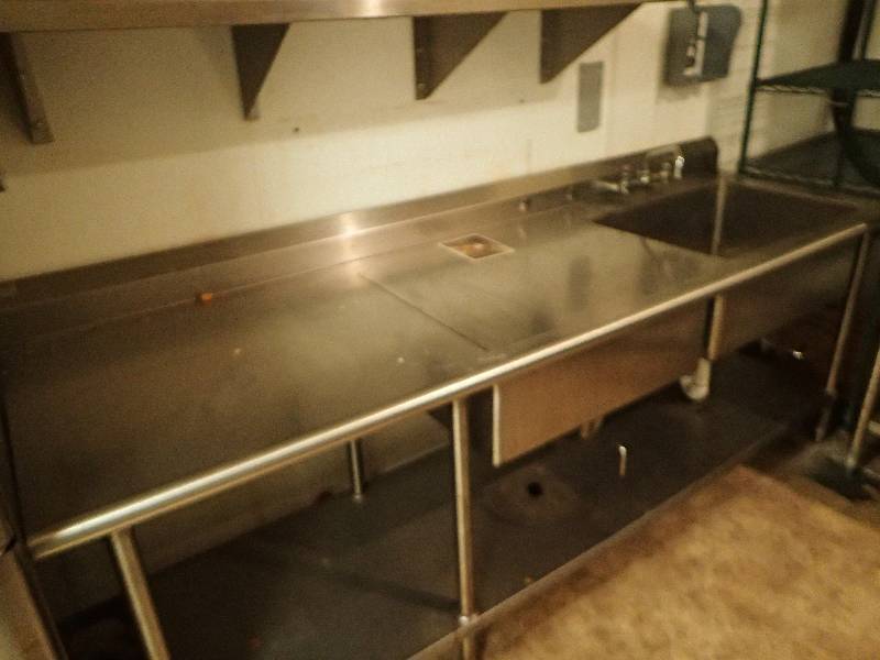 lot 2058 image: 96 Long Fully Stainless (2) Compartment Work Table