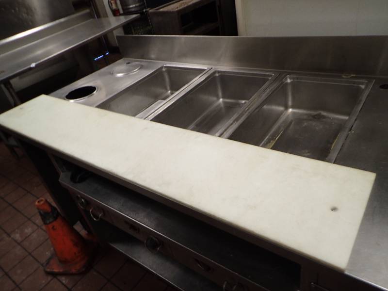 lot 2083 image: (3) Well Heated 89 Work Table W Wells Warmer Cabinet