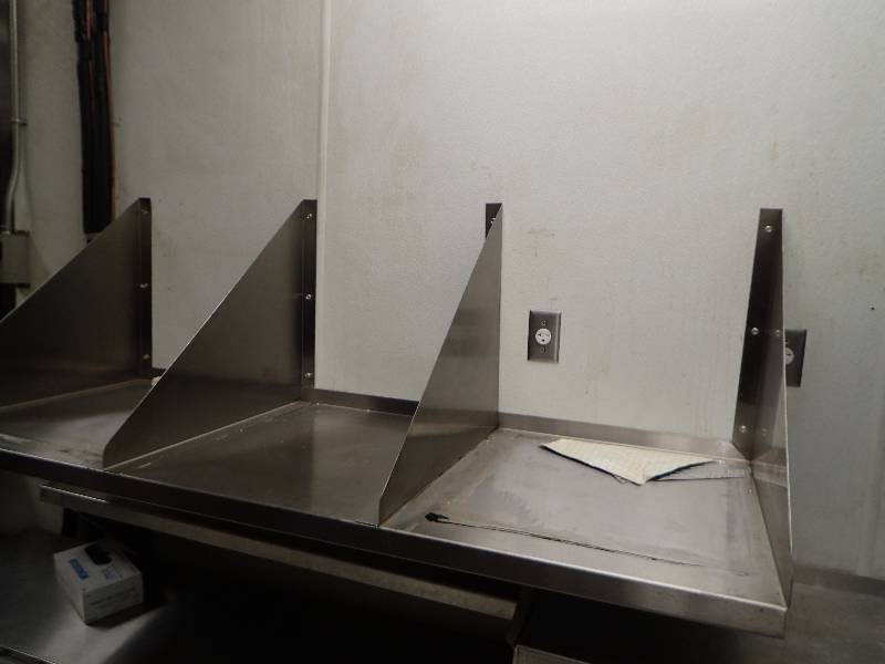 lot 2113 image: 62 Fully Stainless Wall Mounted Shelf