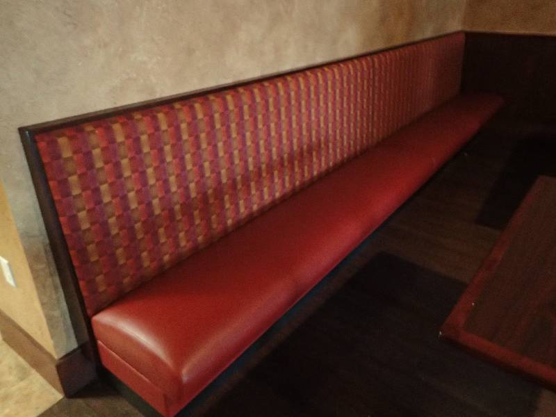 lot 2172 image: Dark Vinyl Padded Unfinished Back Booth Seating