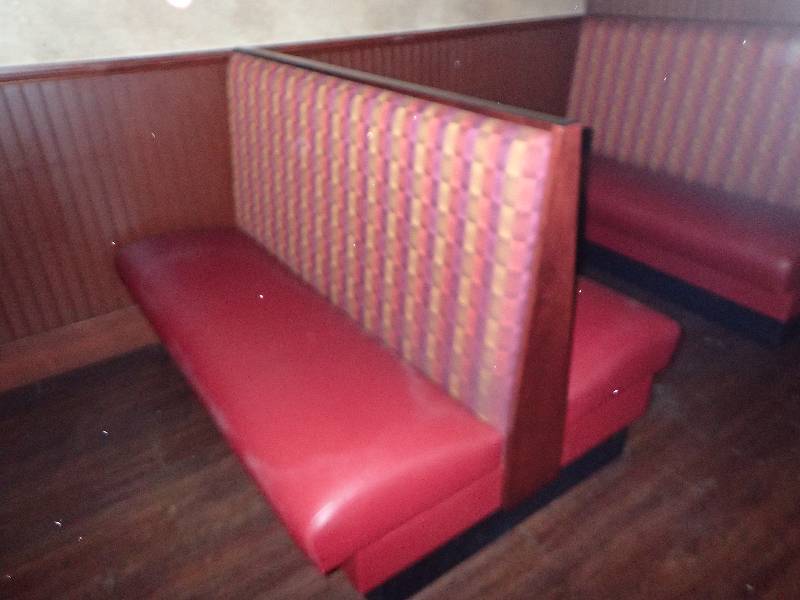 lot 2179 image: 60 Dark Vinyl Padded Double Booth Seating