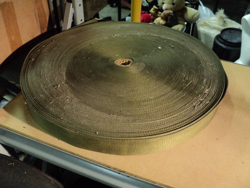 lot 5015 image: (1) roll Olive Drab Webbed strap 1-34 wide x approx 300 long