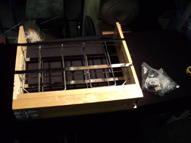 lot 5069 image: Rev-A-Shelf 447-BCSC-5C, 5DM wood P-O Foil Wrap Holder--SLIDES NOT INCLUDED--with instructions and mounting hardware