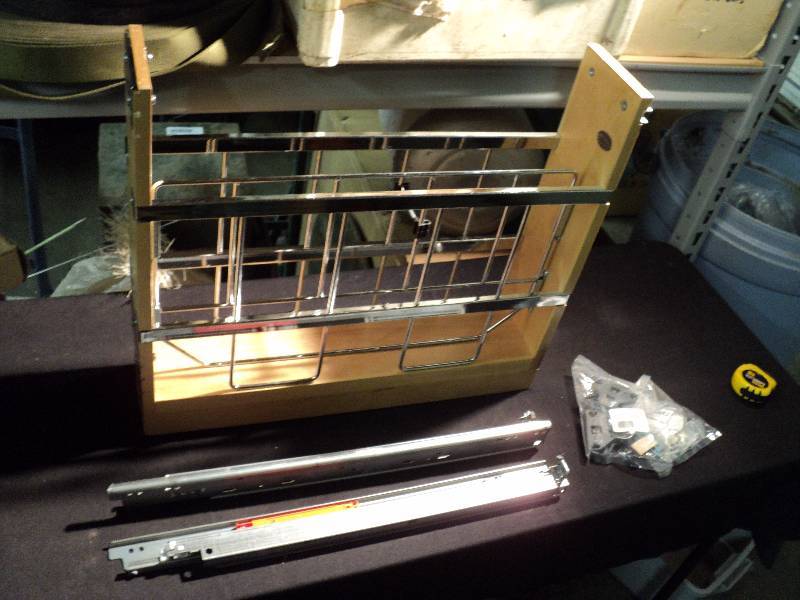 lot 5070 image: Rev-A-Shelf 447-BCSC-5C, 5DM wood P-O Foil Wrap Holder--with instructions, slides and mounting hardware