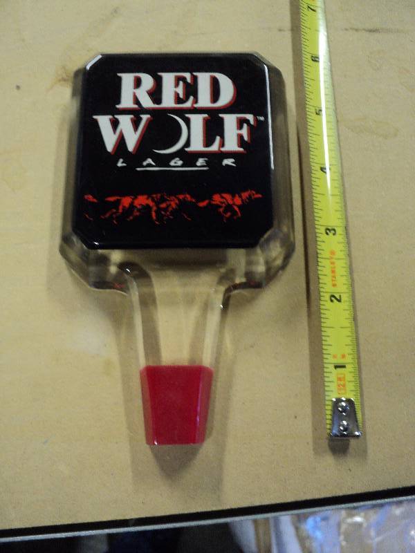 lot 5107 image: (1) Red Wolf Lager Tap Handle