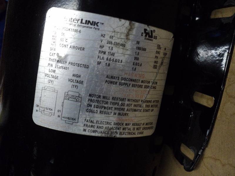 Interlink Commercial Refrigeration Parts MOD YSDK11006, 1.5hp. 1140