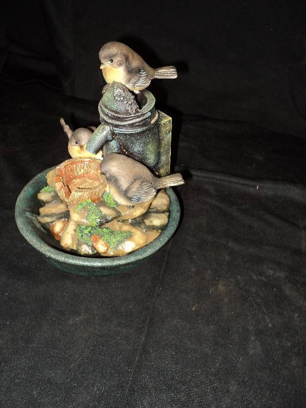 lot 5158 image: Resin Battery operated desk top fountain, motion activated sound, takes (2) AA batteries, not included