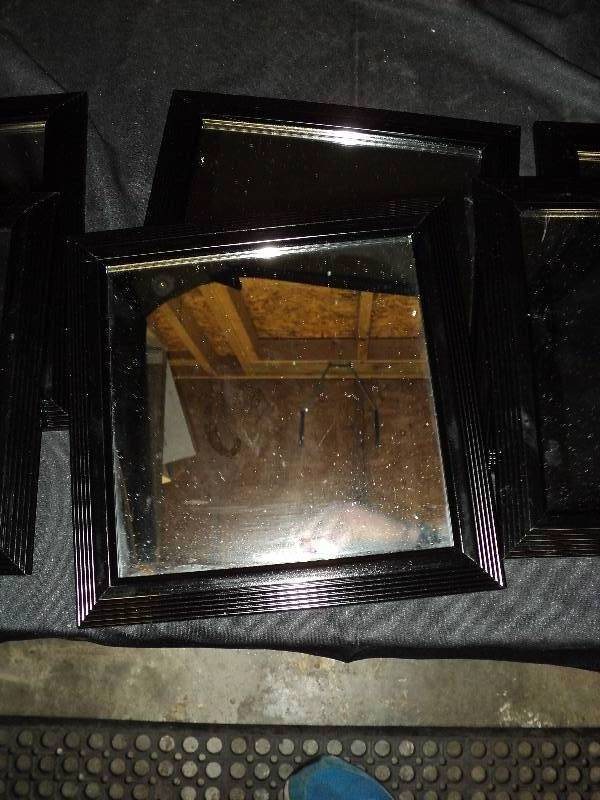 lot 5174 image: (6) ct. lot Blackridge 8 x 8 mirrors with black acrylic frames