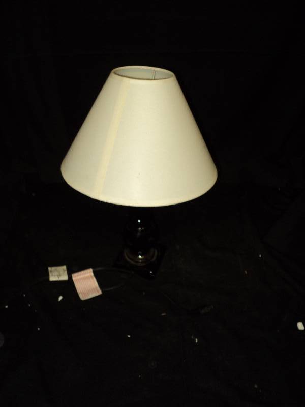 lot 5193 image: small lamp with black base and white shade