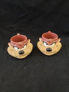 lot 2100 image: pair Taszmanian devil cups