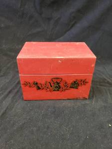 lot 2119 image: old red metal recipe box
