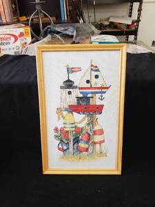 lot 2161 image: hand made nautical cross stitch picture