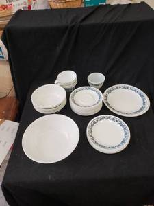 lot 2172 image: lot of Corelle dishes wblue floral design