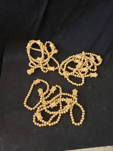 lot 2185 image: 3- 6 strand wood bead garland