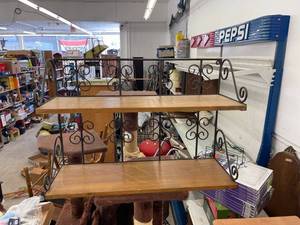 lot 4967 image: wood & metal wall shelf