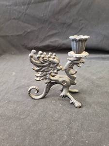 lot 8045 image: cast Iron dragon candleholder