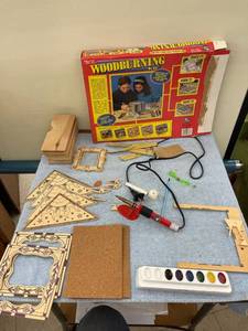 lot 8062 image: vintage wood burning kit. lots of extras
